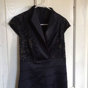 Tadashi Shoji navy sequin collared dress